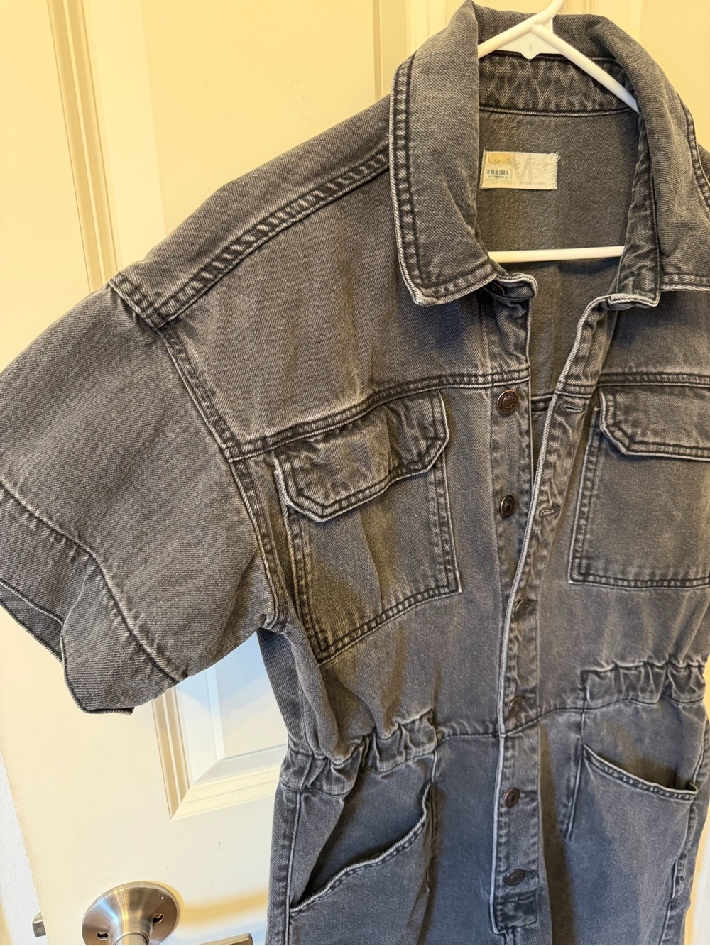 We The Free Marci Denim Coveralls, Washed Black/Gray, Size M - Picture 2 of 14